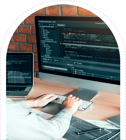 Web designer and developer working on website code to build and optimize user experience.