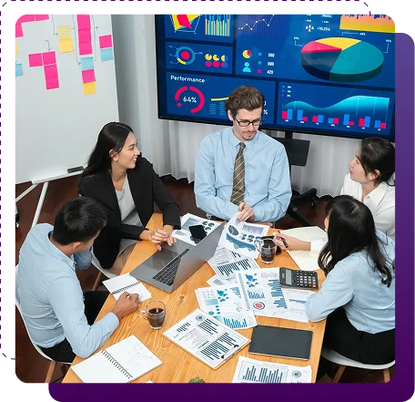 project forecasting being reviewed in a room