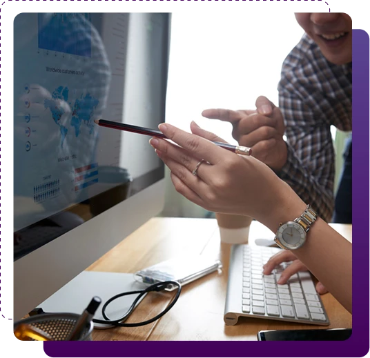 staff member reviewing a screen with their target locations of an ad campaign