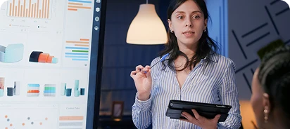 team member showcasing plan projections